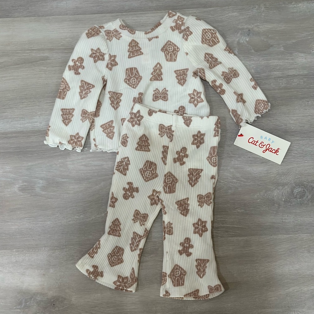 Cat & Jack Kids Pajama Set - Cream and Brown